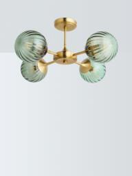 John Lewis Austen 4 Arm Semi-Flush Glass Ceiling Light, Green - thumbnail 3