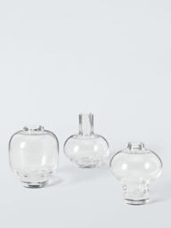 John Lewis Contemporary Round Glass Bud Vases, Set of 3, Clear - thumbnail 1