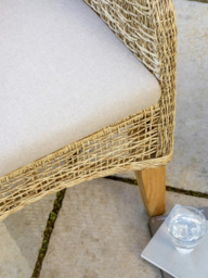 KETTLER Durban 8-Seater Teak Wood Garden Dining Table & Woven Rattan Chairs Set, Grey - thumbnail 6
