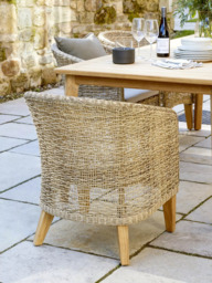 KETTLER Durban 8-Seater Teak Wood Garden Dining Table & Woven Rattan Chairs Set, Grey - thumbnail 5
