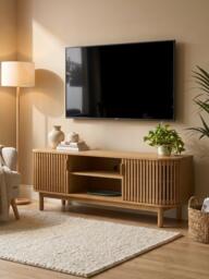 John Lewis Slatted II TV Unit, Oak - thumbnail 2
