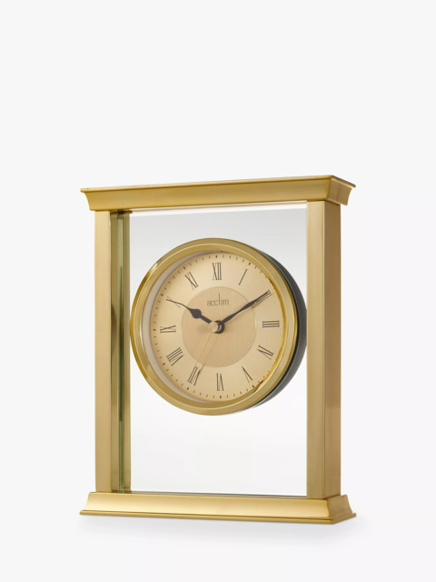 Acctim Halton Roman Numeral Analogue Mantel Clock, 18cm, Gold - image 1
