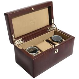 Dulwich Designs Windsor Leather 3 Piece Watch Box, Brown