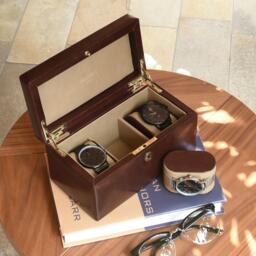 Dulwich Designs Windsor Leather 3 Piece Watch Box, Brown - thumbnail 4