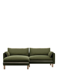 Cozmo Cozy 3 Seater LHF Chaise Sofa, Dark Green Velvet Natural Piping - thumbnail 3