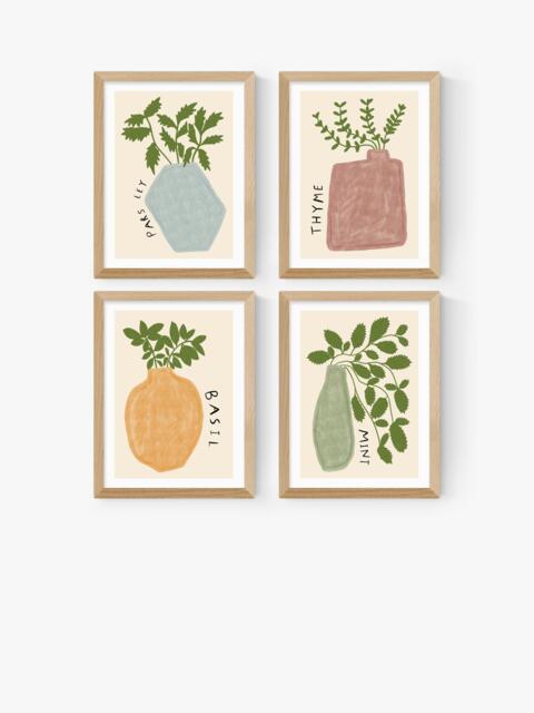 EAST END PRINTS Amber May Art 'Herb Plants' Framed Print, Set of 4, 43.4 x 33.4cm, Natural - image 1