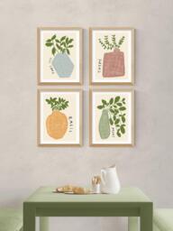 EAST END PRINTS Amber May Art 'Herb Plants' Framed Print, Set of 4, 43.4 x 33.4cm, Natural - thumbnail 2