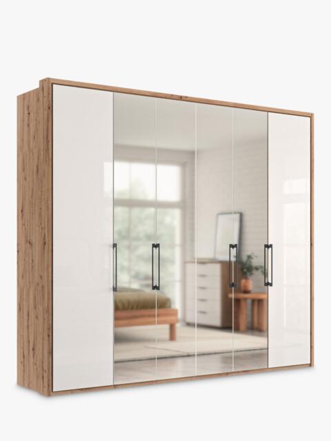 John Lewis Osaka 2.5m Bi-Fold Wardrobe with 2 Glass Doors & 4 Mirrored Doors - image 1