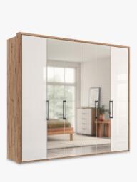 John Lewis Osaka 2.5m Bi-Fold Wardrobe with 2 Glass Doors & 4 Mirrored Doors