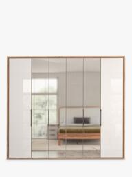 John Lewis Osaka 2.5m Bi-Fold Wardrobe with 2 Glass Doors & 4 Mirrored Doors - thumbnail 5