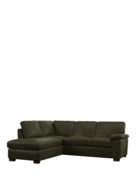 John Lewis Camden LHF Leather Corner Sofa, Dark Leg