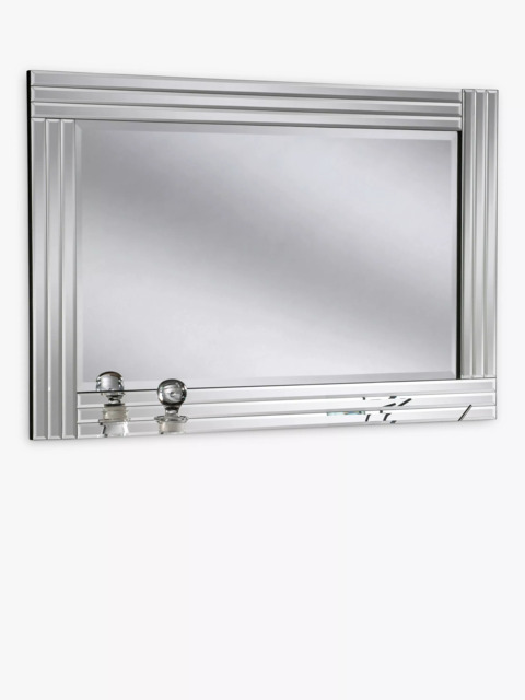 Yearn Bevelled Glass Rows Rectangular Frame Wall Mirror, Clear/Black - image 1