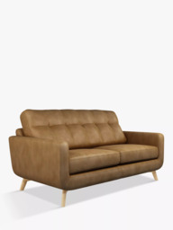 John Lewis Barbican Medium 2 Seater Leather Sofa, Light Leg, Demetra Light Tan - thumbnail 1