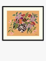 John Lewis La Poire 'Clematis & Callas' Framed Print & Mount, Caramel/Pink