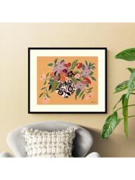John Lewis La Poire 'Clematis & Callas' Framed Print & Mount, Caramel/Pink - thumbnail 2