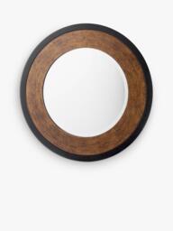 Laura Ashley Cara Round Wood Wall Mirror, 60cm, Mottled Bronze
