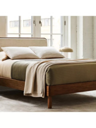 West Elm Miles Wood & Upholstered Bed Frame, Super King Size, Twill Sand/Toasted Oak - thumbnail 4