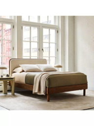 West Elm Miles Wood & Upholstered Bed Frame, Super King Size, Twill Sand/Toasted Oak - thumbnail 2