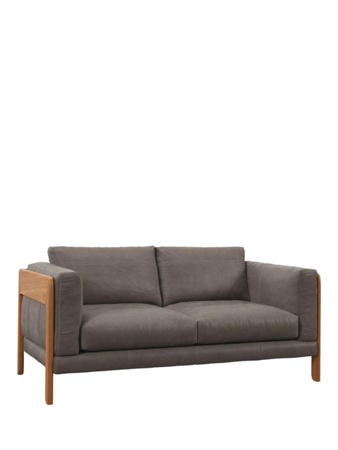 John Lewis Nest Medium 2 Seater Leather Sofa, Light Leg - image 1
