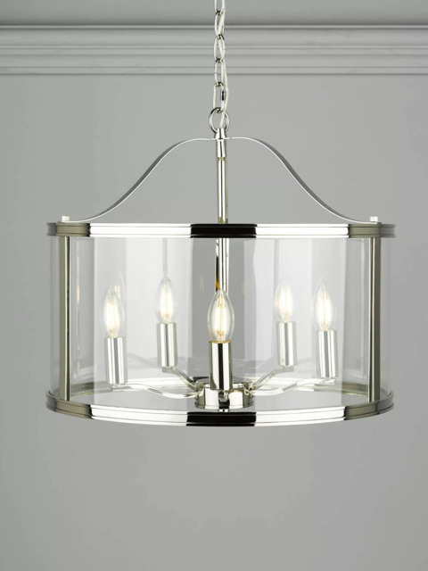 Laura Ashley Harrington 5 Arm Glass Ceiling Light, Polished Nickel - image 1