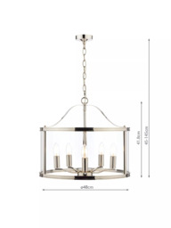 Laura Ashley Harrington 5 Arm Glass Ceiling Light, Polished Nickel - thumbnail 6