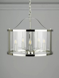 Laura Ashley Harrington 5 Arm Glass Ceiling Light, Polished Nickel - thumbnail 2