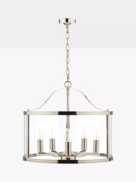Laura Ashley Harrington 5 Arm Glass Ceiling Light, Polished Nickel - thumbnail 3