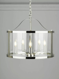 Laura Ashley Harrington 5 Arm Glass Ceiling Light, Polished Nickel - thumbnail 1
