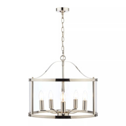Laura Ashley Harrington 5 Arm Glass Ceiling Light, Polished Nickel - thumbnail 5