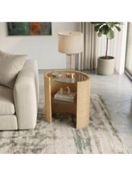 Tom Schneider Ellipse Console Lamp Table, Oak - thumbnail 3