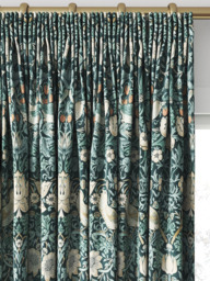 William Morris At Home Strawberry Thief Velvet Made to Measure Curtains or Roman Blind, Indigo - thumbnail 2