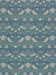 William Morris At Home Strawberry Thief Velvet Made to Measure Curtains or Roman Blind, Indigo - thumbnail 1