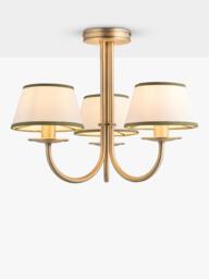 John Lewis Trevelyan 3 Arm Semi Flush Ceiling Light, Antique Brass/Avocado - thumbnail 1