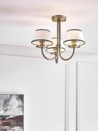 John Lewis Trevelyan 3 Arm Semi Flush Ceiling Light, Antique Brass/Avocado - thumbnail 2