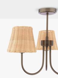 Laura Ashley Hasfield 3 Arm Rattan Semi Flush Ceiling Light, Antique Bronze - thumbnail 4
