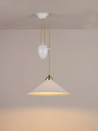 Original BTC Cobb Rise and Fall Bone China Shade Pendant Ceiling Light, Natural - thumbnail 1