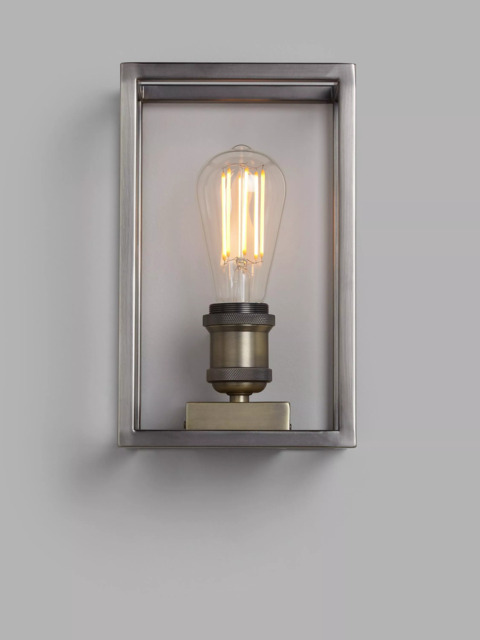 John Lewis Boundary Wall Light, Brass/Pewter