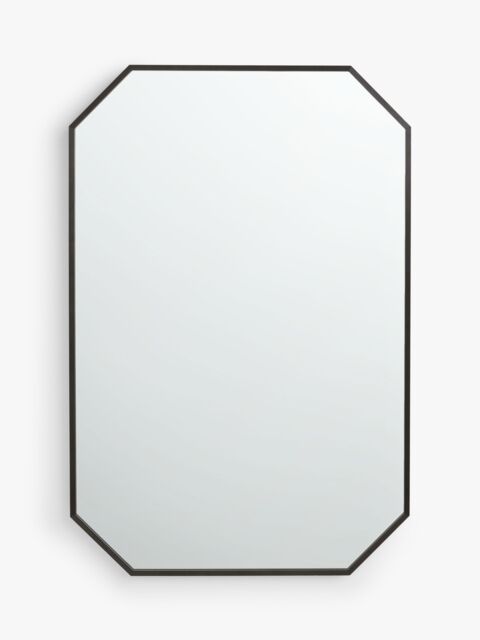 John Lewis Angled Corner Metal Frame Wall Mirror, 90 x 60cm, Black - image 1
