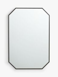 John Lewis Angled Corner Metal Frame Wall Mirror, 90 x 60cm, Black - thumbnail 1