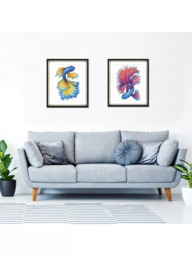 Brookpace Lascelles Fancy Fish 2' Framed Print & Mount, 56 x 46cm, Red/Blue - thumbnail 3