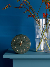John Lewis Marble Analogue Mantel Clock, Green/Brass, 14cm - thumbnail 3