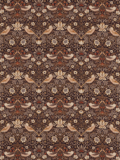Morris & Co. Strawberry Thief Made to Measure Curtains or Roman Blind, Grape/Gold - image 1
