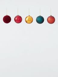 John Lewis Textured Baubles, Box of 10, Red