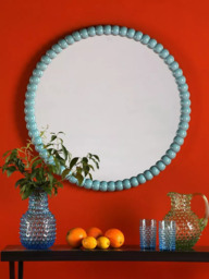 Där Ruan Bobbin Round Wood Frame Wall Mirror, 70cm - thumbnail 4