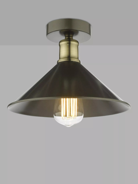 Där Jalen Flush Ceiling Light, Graphite/Antique Brass - image 1