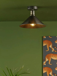 Där Jalen Flush Ceiling Light, Graphite/Antique Brass - thumbnail 4