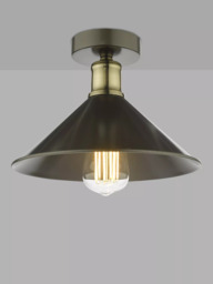 Där Jalen Flush Ceiling Light, Graphite/Antique Brass