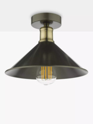 Där Jalen Flush Ceiling Light, Graphite/Antique Brass - thumbnail 2
