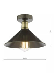 Där Jalen Flush Ceiling Light, Graphite/Antique Brass - thumbnail 6