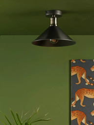 Där Jalen Flush Ceiling Light, Graphite/Antique Brass - thumbnail 5